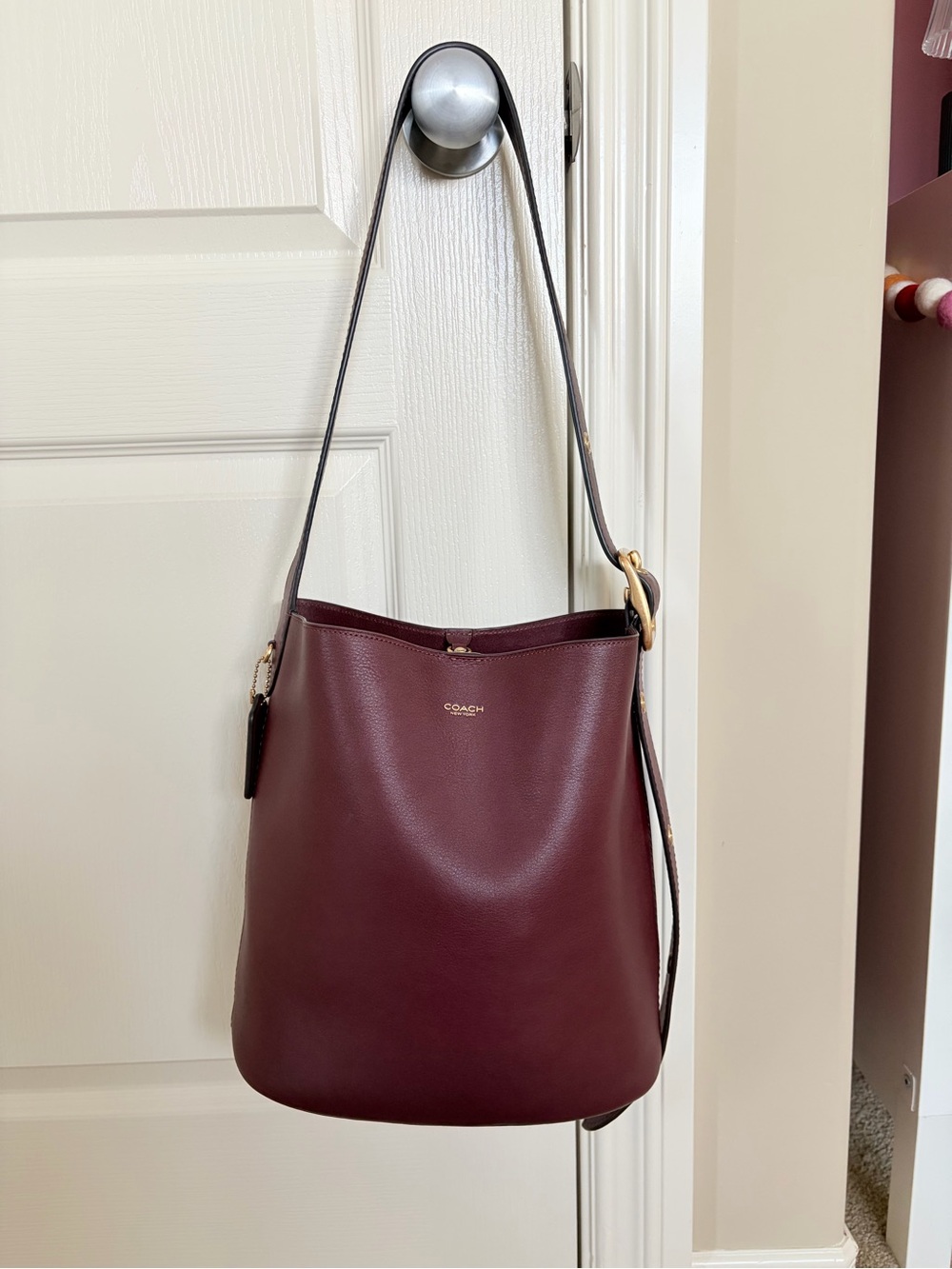 Coach Bleeker Bucket Leather Shoulder Bag with Gold Hardware